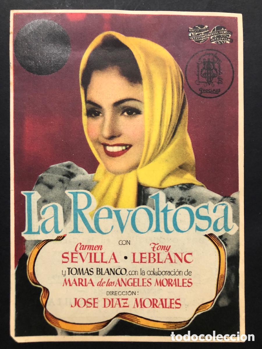 Cine: Programa la revoltosa carmen sevilla con publicidad cine banda primitiva liria A9