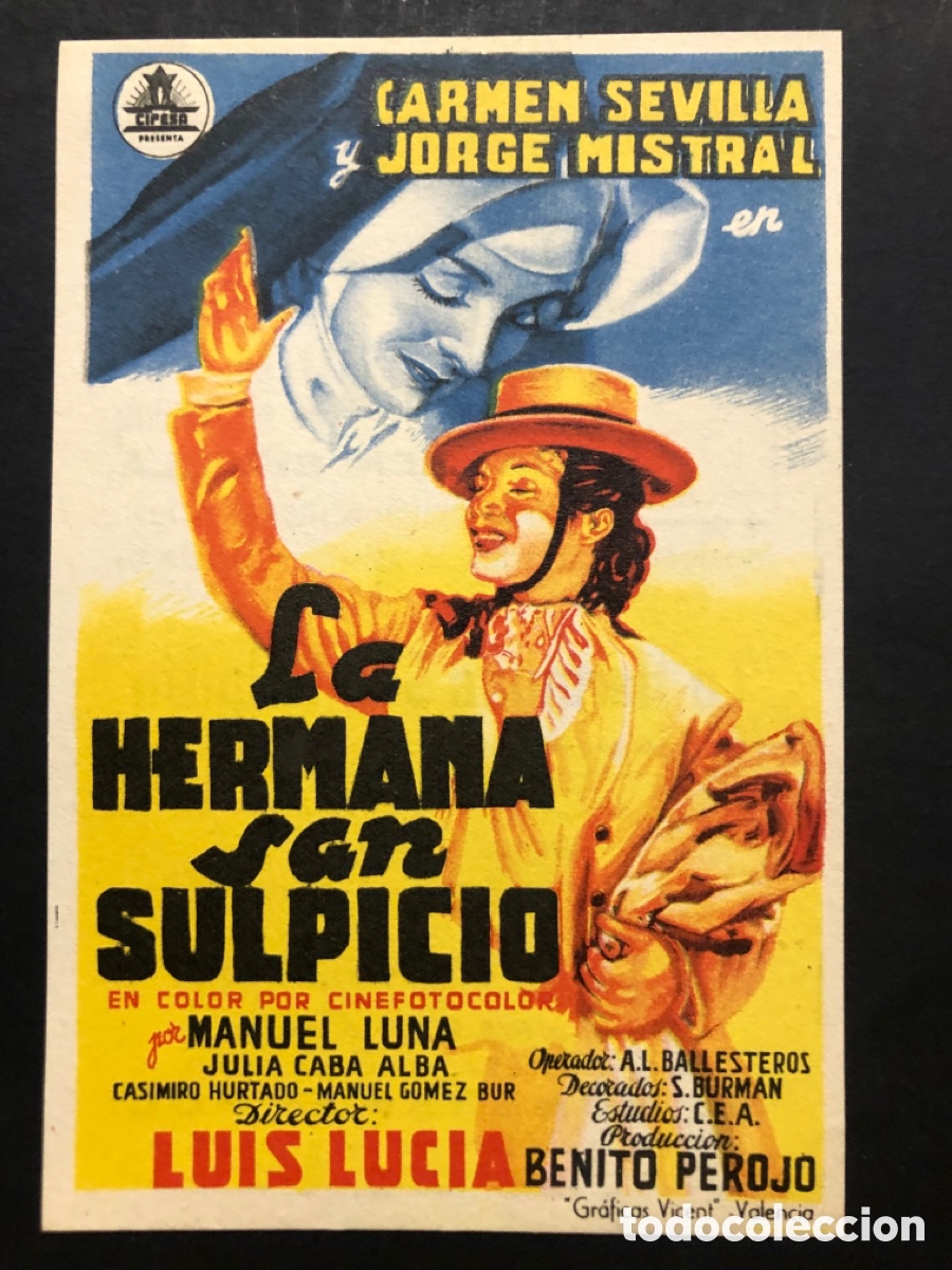 Cine: Programa la hermana san Sulpicio carmen sevilla con publicidad cine espa&ntilde;ol And&uacute;jar A9