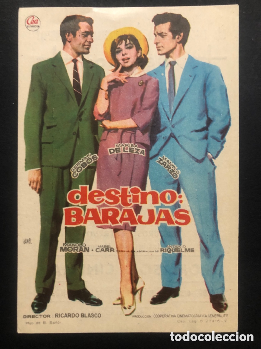  Foglietti di film di film antichi di cinema: Programa destino Barajas German cobos con publicidad romasol cinema Ciudad Real A9