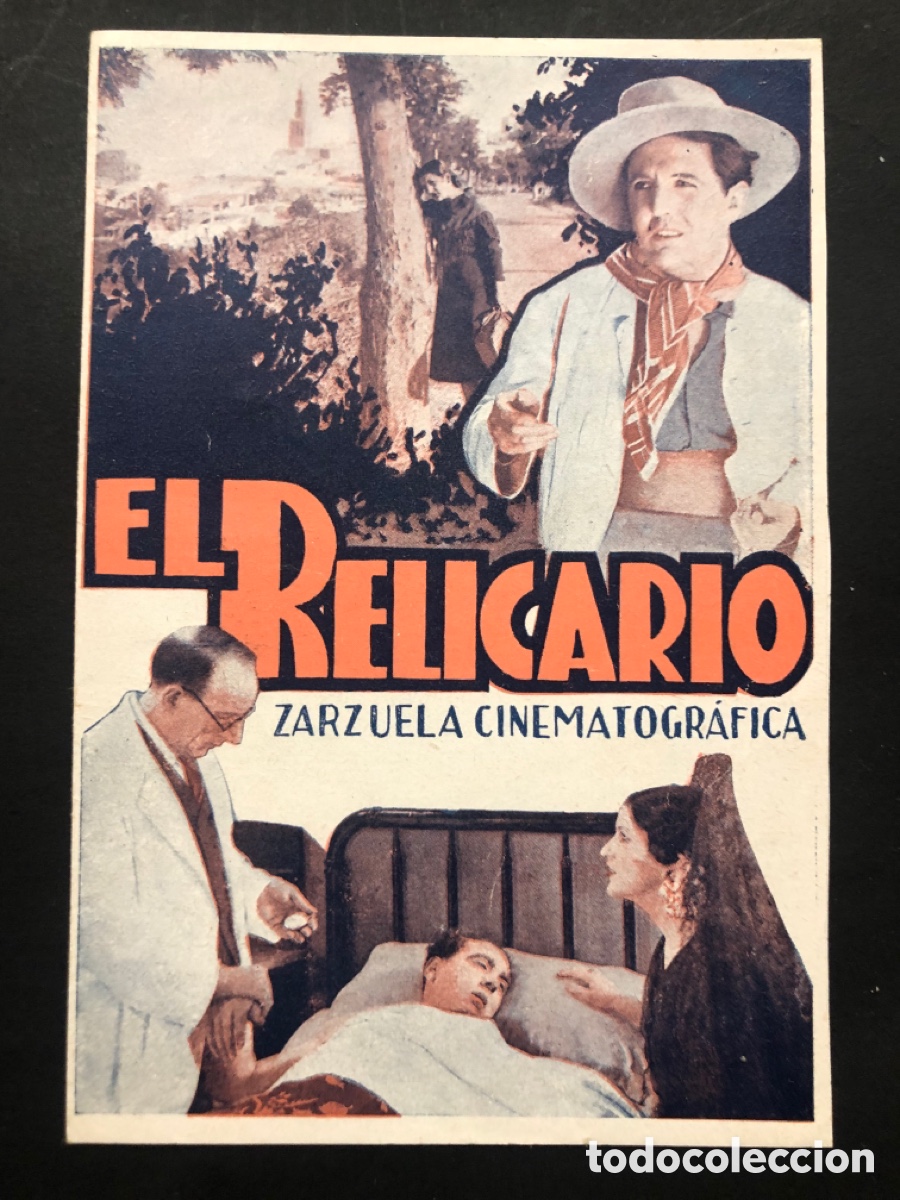 Folhetos de m&atilde;o de filmes antigos de cinema: Programa el relicario Nieves aliaga Lola cabello con publicidad sal&oacute;n Dore A9