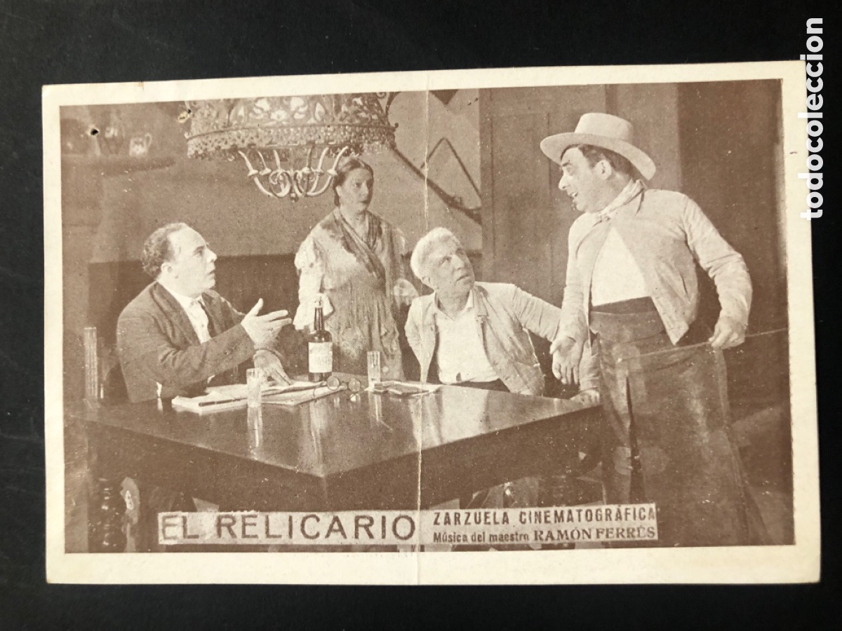 Folhetos de m&atilde;o de filmes antigos de cinema: Programa el relicario Nieves aliaga Lola cabello con publicidad teatro cine chiva A9