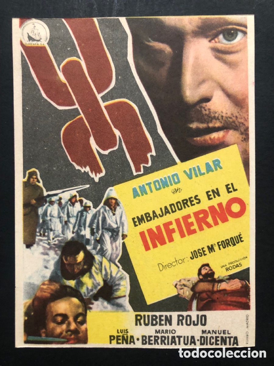 Folhetos de m&atilde;o de filmes antigos de cinema: Programa embajadores en el infierno antonio vilar A9