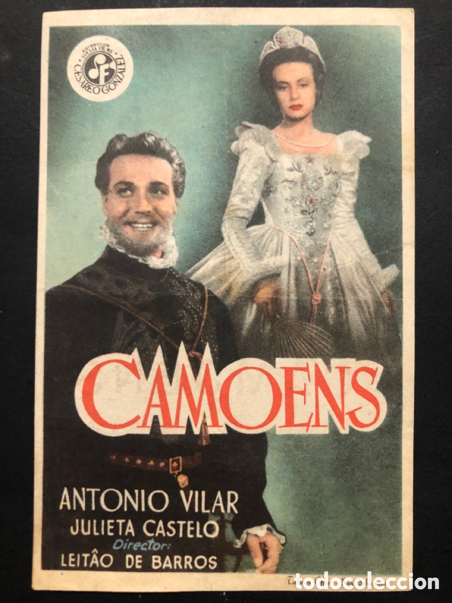 Folhetos de m&atilde;o de filmes antigos de cinema: Programa Camoens antonio vilar con publicidad cine kursaal A9