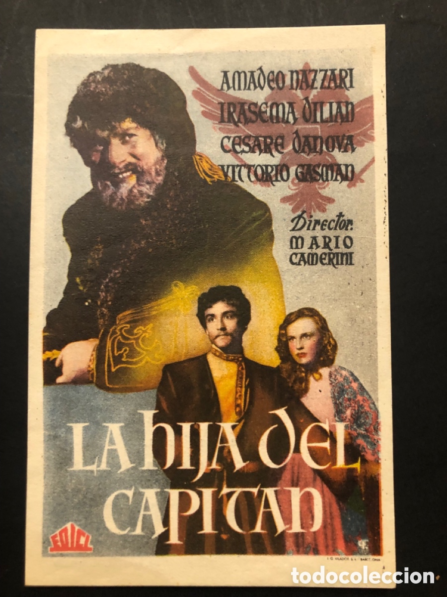 Folhetos de m&atilde;o de filmes antigos de cinema: Programa la hija del capit&aacute;n amadeo nazzari con publicidad cine Rialto castellon A9