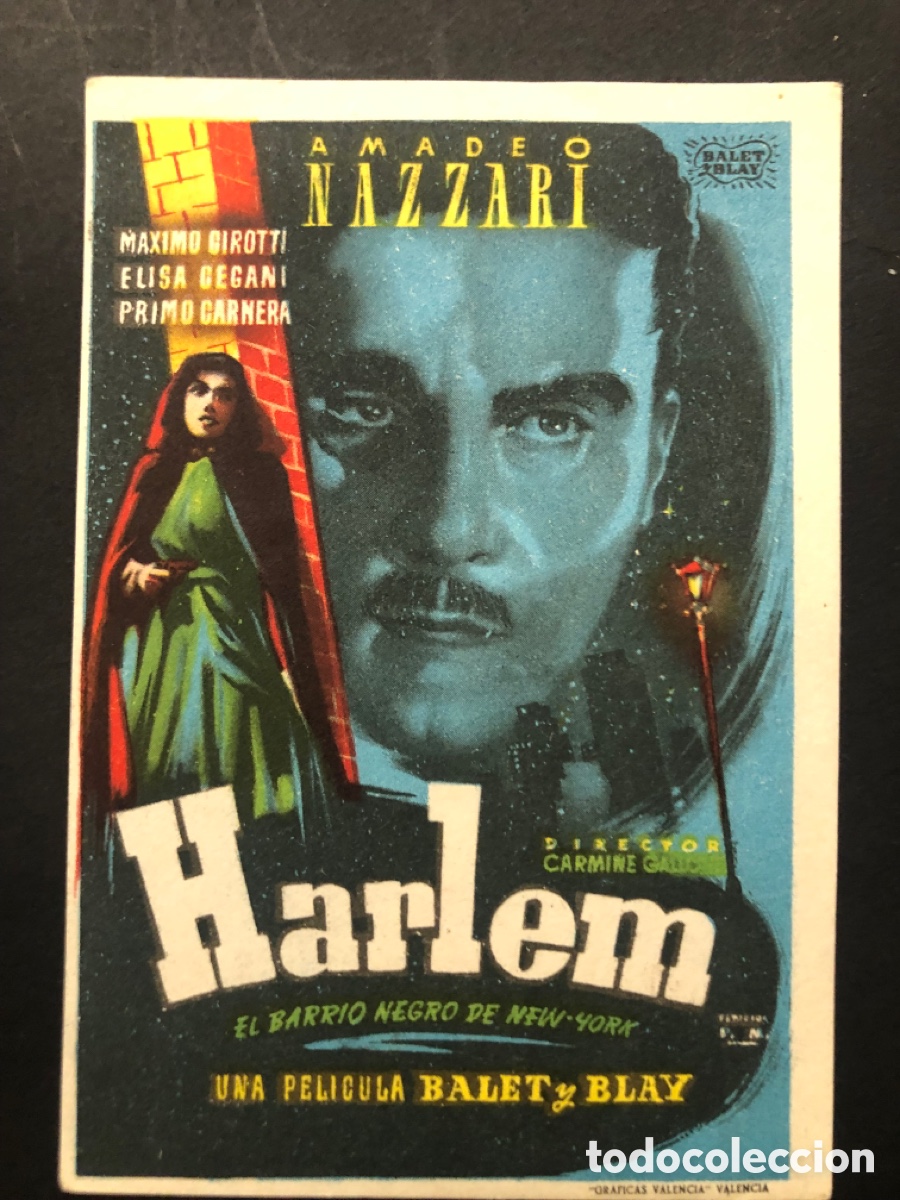 Folhetos de m&atilde;o de filmes antigos de cinema: Programa harlem amadeo nazzari con publicidad cine banda primitiva liria A9