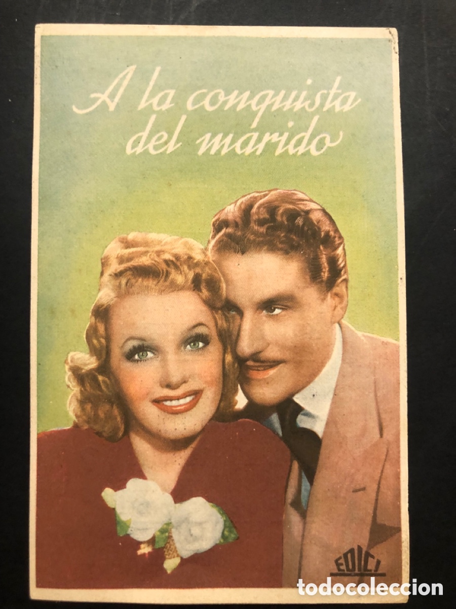 Folhetos de m&atilde;o de filmes antigos de cinema: Programa a la conquista del marido amadeo nazzari con publicidad Salon tarrega villarreal A9