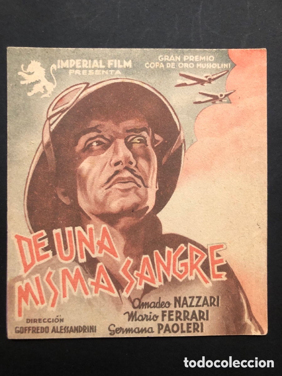 Folhetos de m&atilde;o de filmes antigos de cinema: Programa de una misma sangre amadeo nazzari con publicidad cine monumental A9
