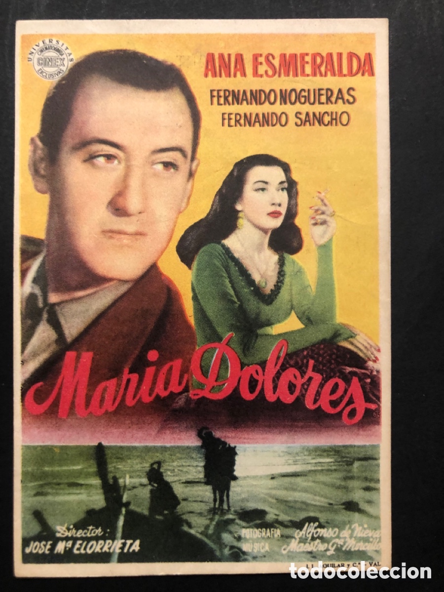 Folhetos de m&atilde;o de filmes antigos de cinema: Programa mar&iacute;a dolores Ana esmeralda con publicidad teatro circo alcoy A9