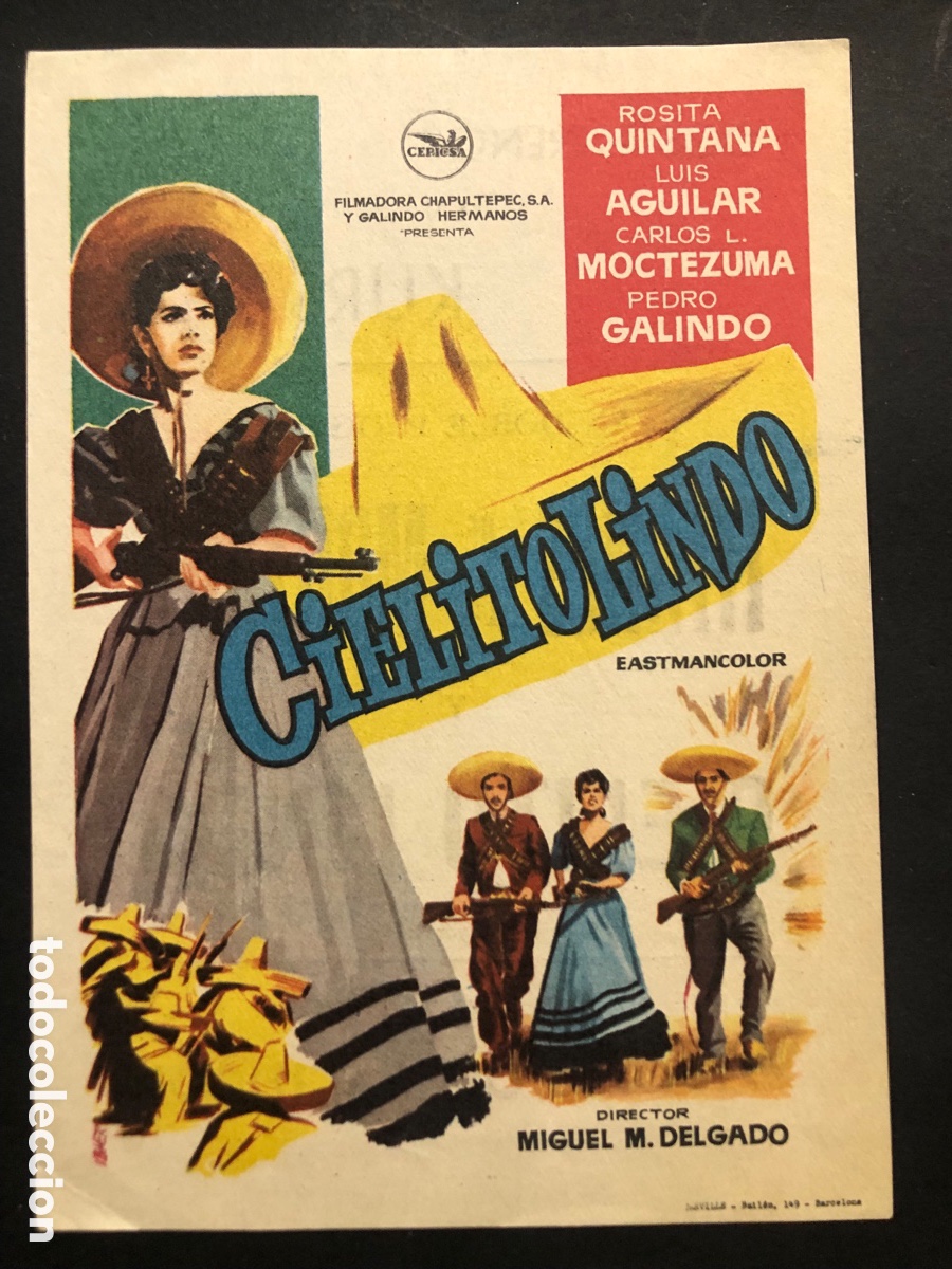 Folhetos de m&atilde;o de filmes antigos de cinema: Programa cielito lindo Rosita Quintana con publicidad cine kursaal A9