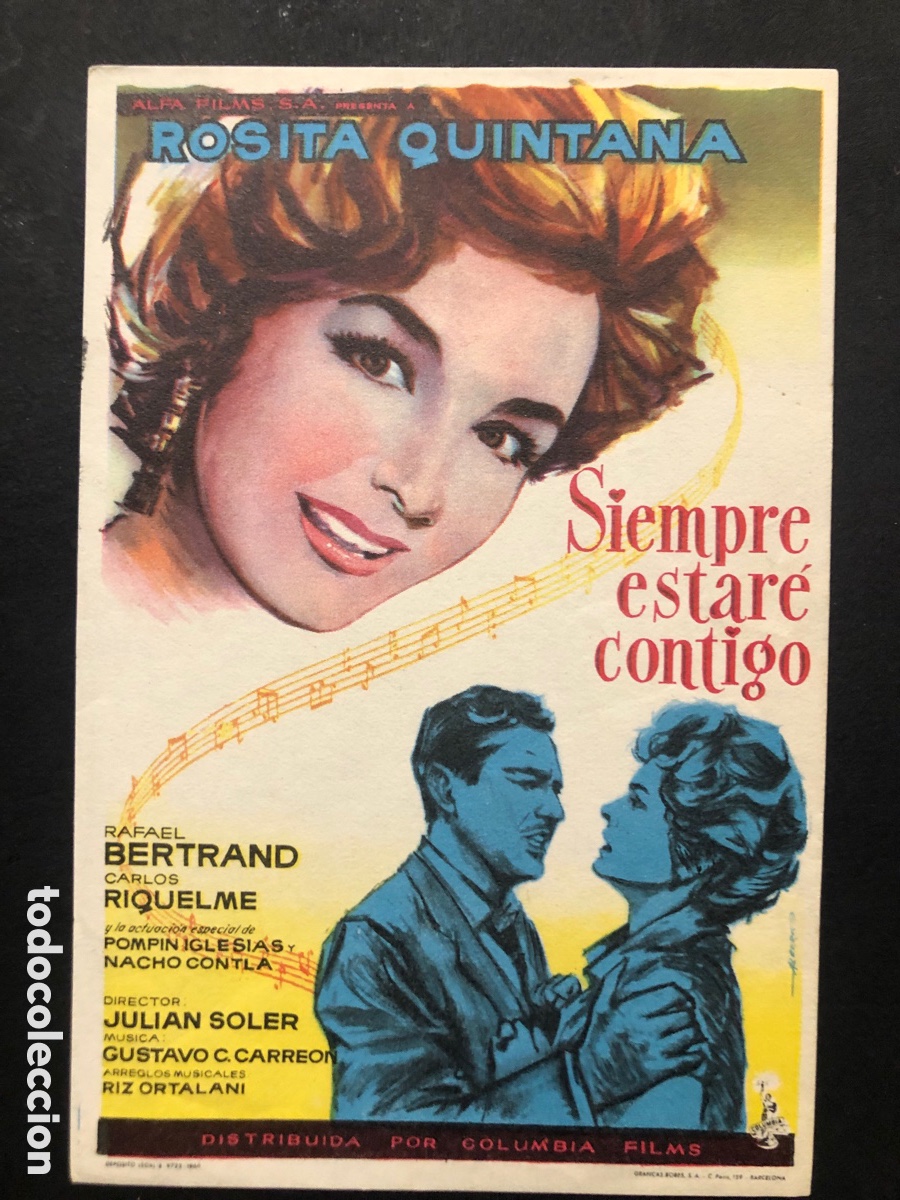 Folhetos de m&atilde;o de filmes antigos de cinema: Programa siempre estar&eacute; contigo Rosita Quintana A9