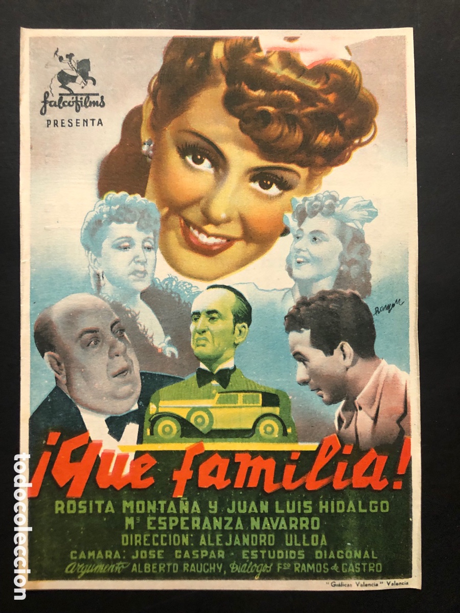 Folhetos de m&atilde;o de filmes antigos de cinema: Programa que familia Rosita Monta&ntilde;a con publicidad cine colon valencia A9