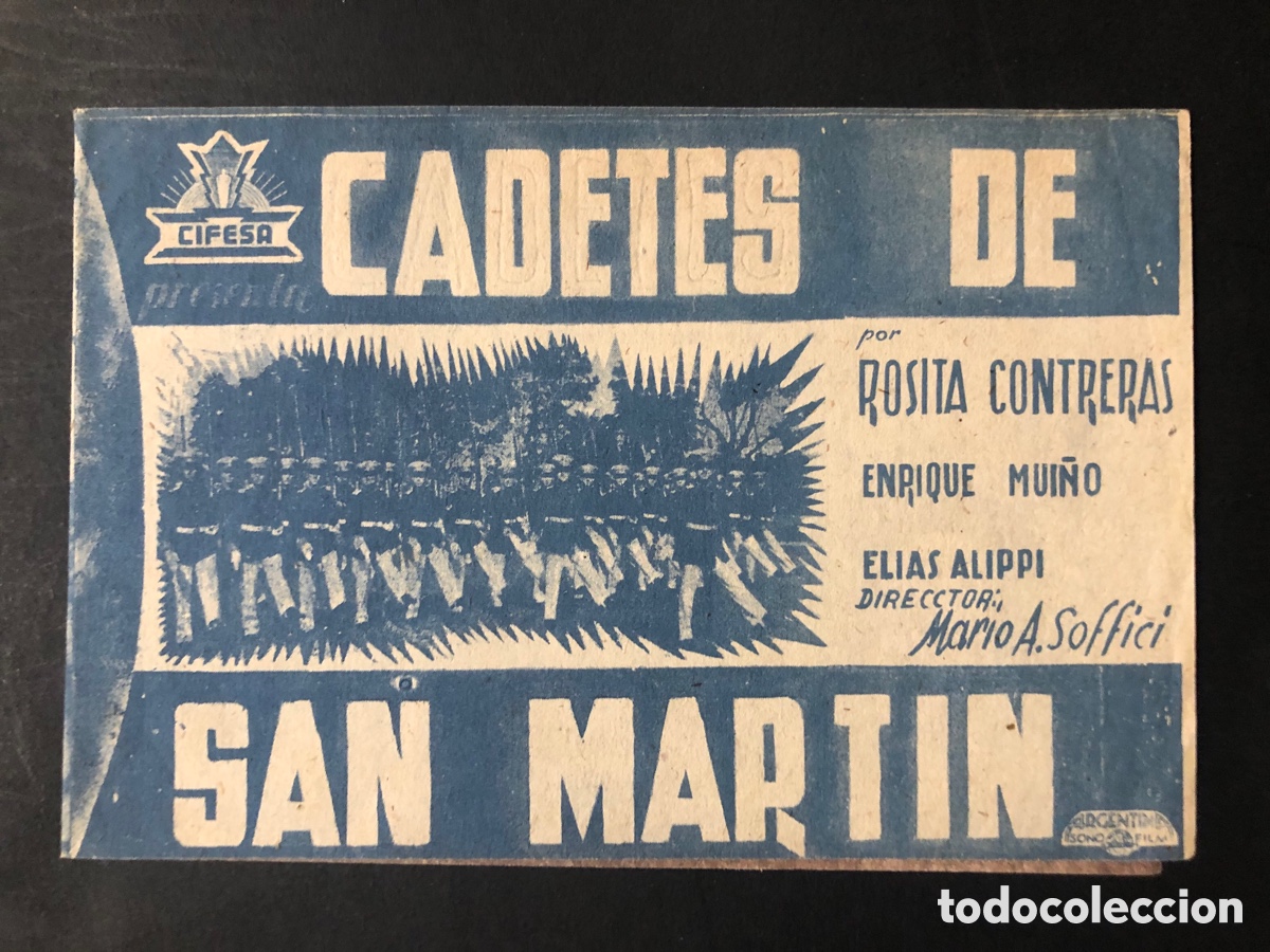 Folhetos de m&atilde;o de filmes antigos de cinema: Programa cadetes de San Mart&iacute;n Rosita contreras con publicidad cine Apolo A9