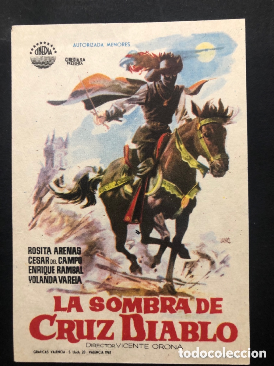 Folhetos de m&atilde;o de filmes antigos de cinema: Programa la sombra de cruz diablo Rosita Arenas A9