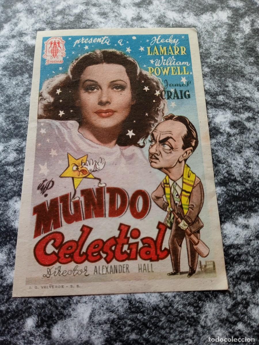 Folhetos de m&atilde;o de filmes antigos de cinema: Mundo celestial con publicidad Alb&eacute;niz M&aacute;laga