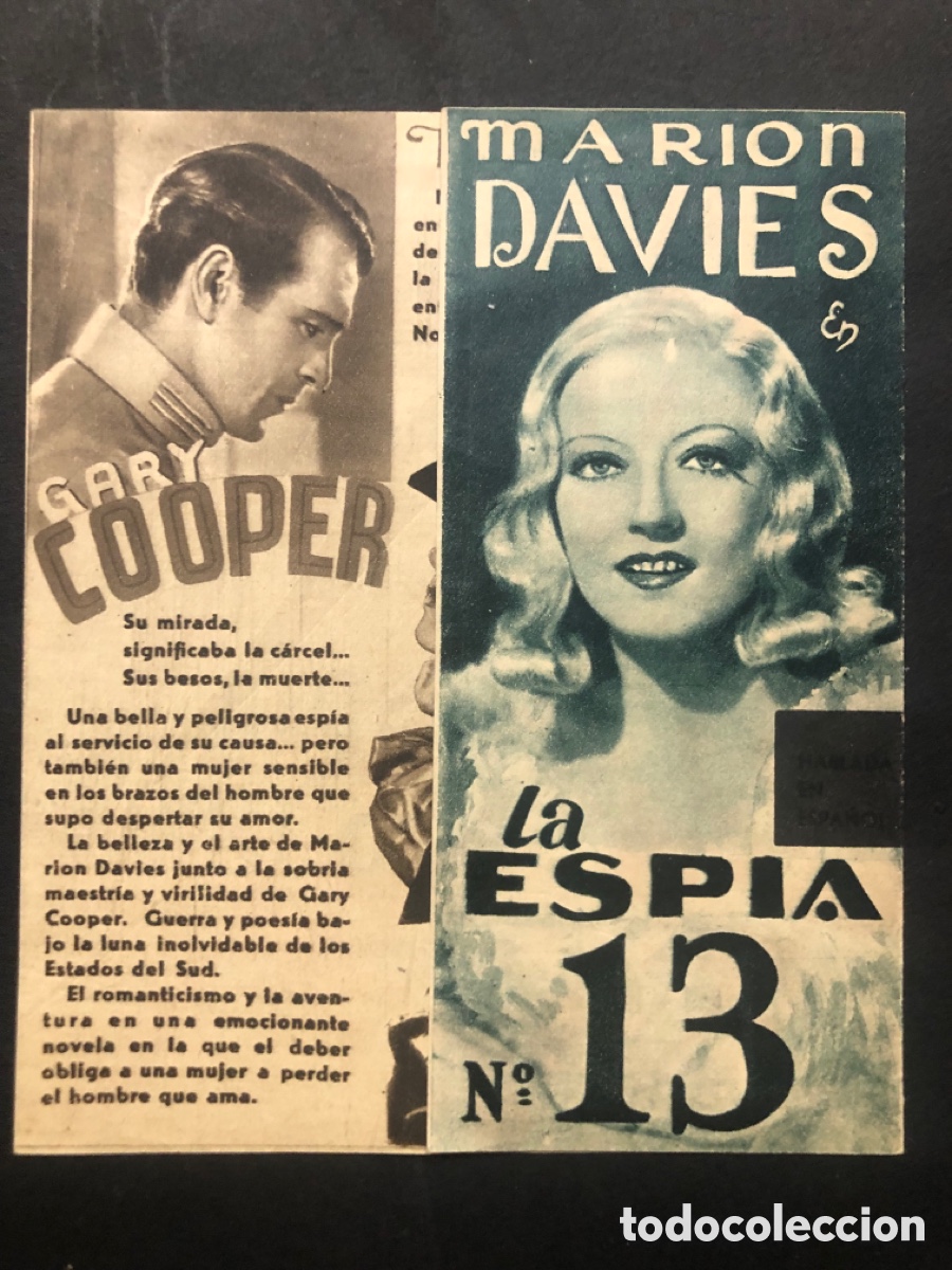 Cine: Programa la espia 13 Gary Cooper con publicidad cine Goya A10