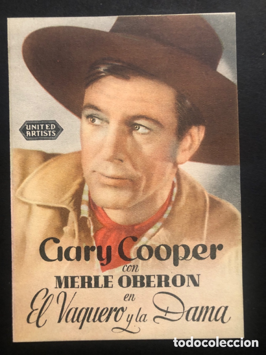 Cine: Programa el vaquero y la dama Gary Cooper con publicidad cine principal Granollers A10