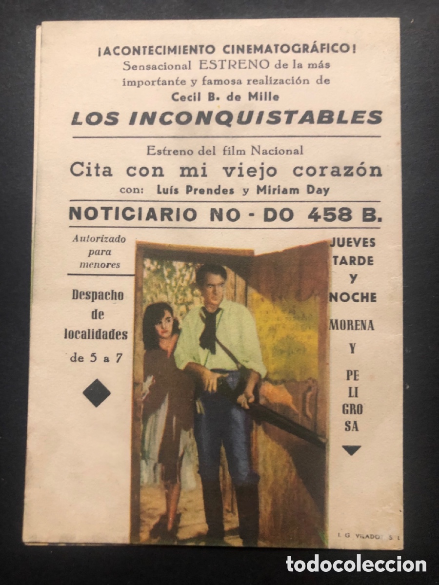 Cine: Programa los inconquistables Gary Cooper con publicidad cine Euterpe A10 - Foto 3