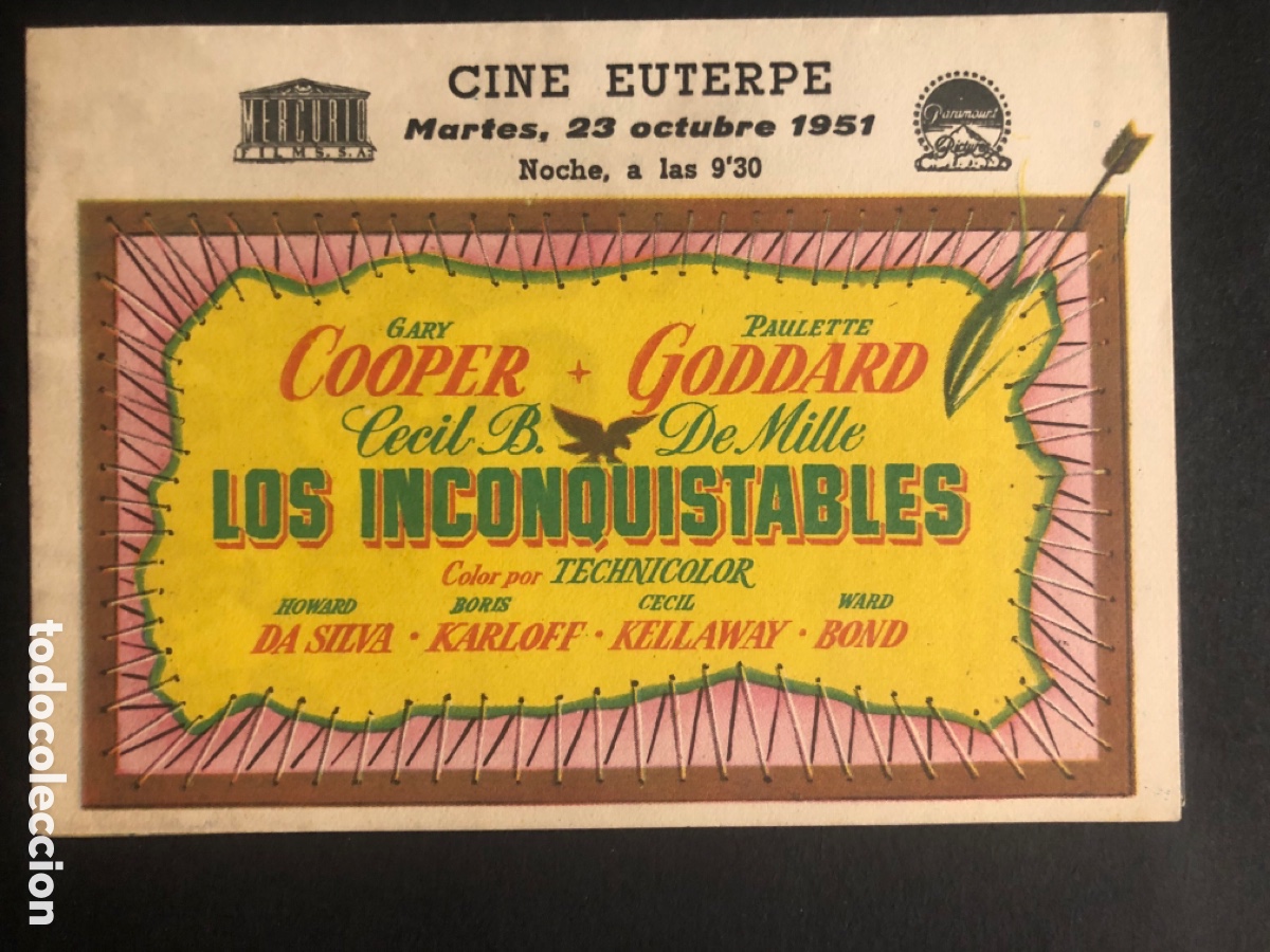 Cine: Programa los inconquistables Gary Cooper con publicidad cine Euterpe A10 - Foto 1