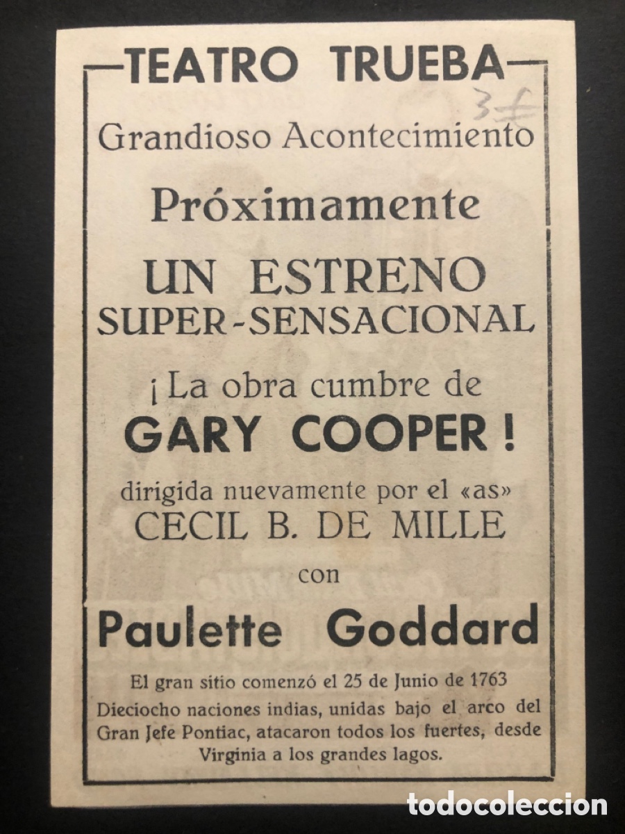 Cine: Programa los inconquistables Gary Cooper con publicidad Teatro trueba A10 - Foto 2