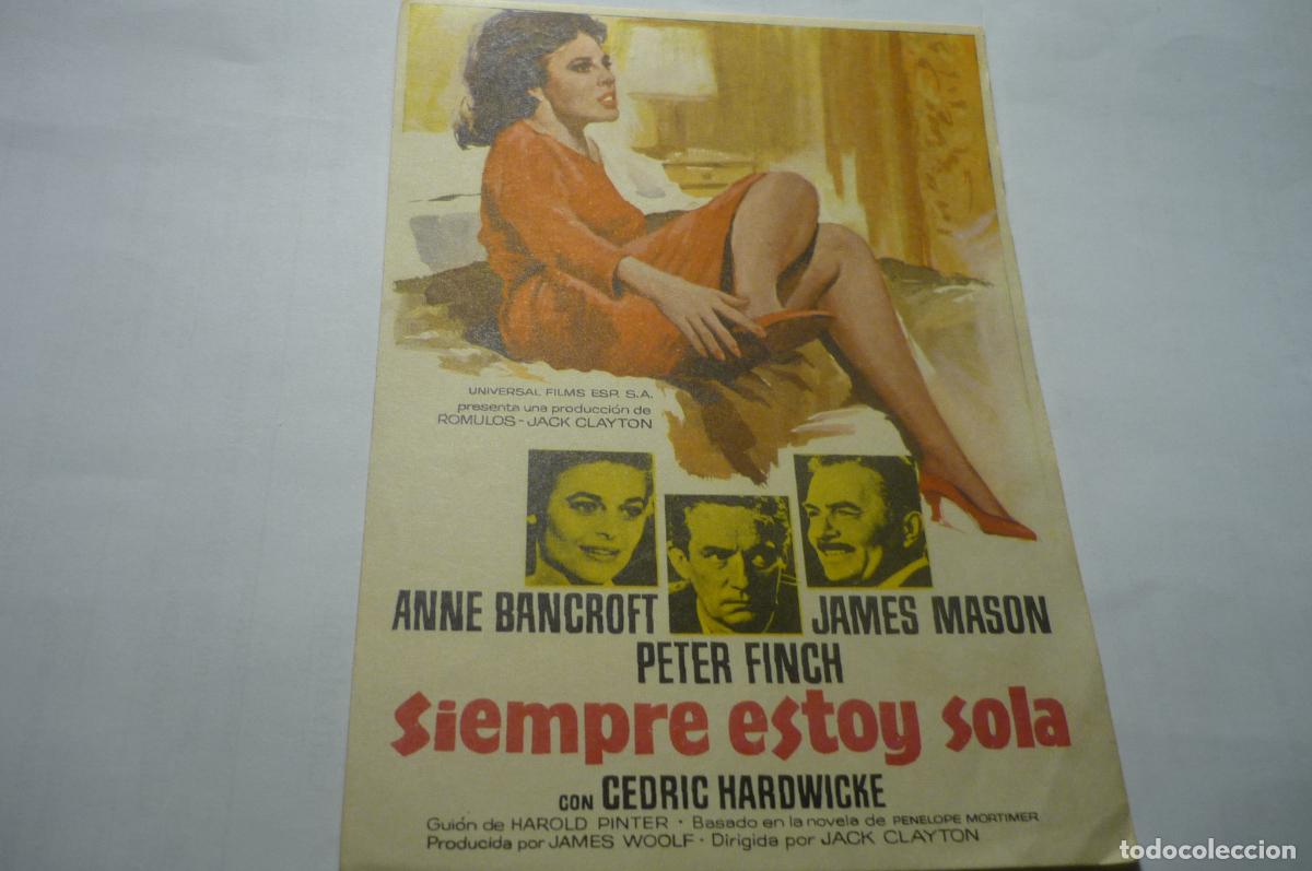 Folhetos de m&atilde;o de filmes antigos de cinema: programa siempre estoy sola anne bancrofy