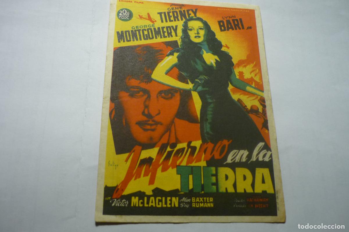 Cine: programa infierno en la tierra.-gene tierney - - Foto 1