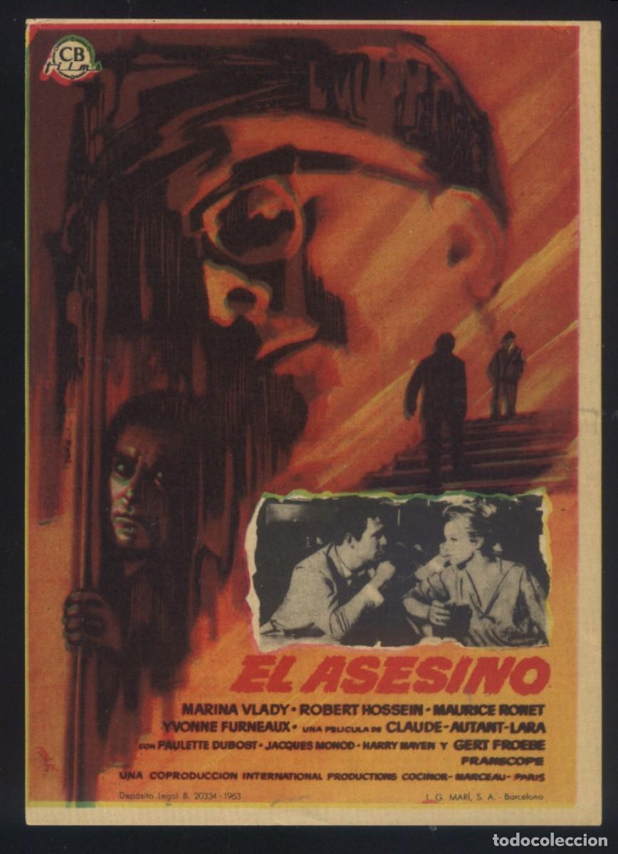 Folhetos de m&atilde;o de filmes antigos de cinema: Q-11247- EL ASESINO (Le meurtrier) Marina Vlady - Gert Fr&ouml;be - Robert Hossein