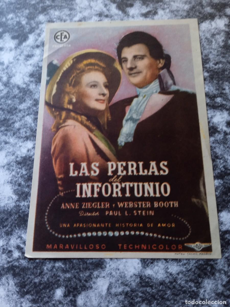 Folhetos de m&atilde;o de filmes antigos de cinema: Las perlas del infortunio con publicidad Cine Echegaray M&aacute;laga