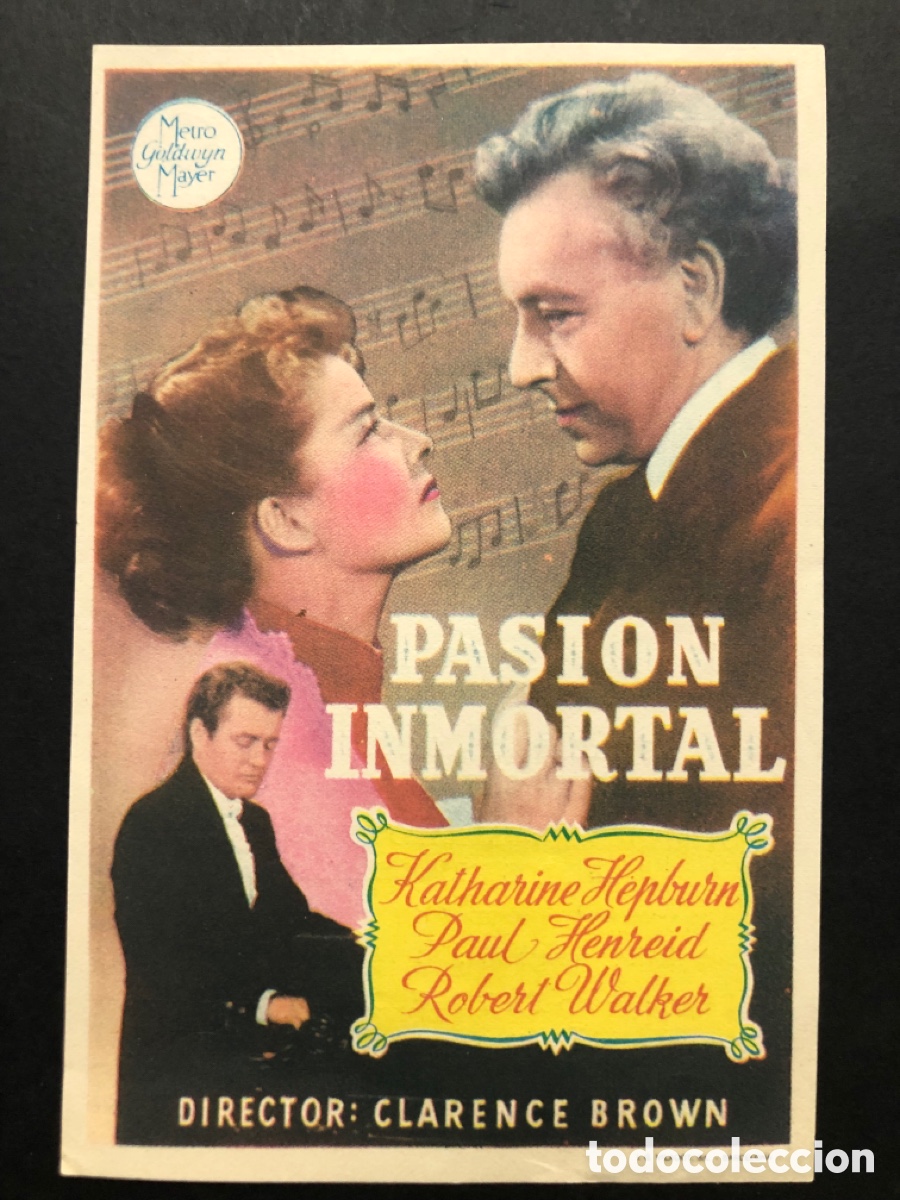 Folhetos de m&atilde;o de filmes antigos de cinema: Programa pasi&oacute;n inmortal katharine hepburn con publicidad cine principado oviedo A10