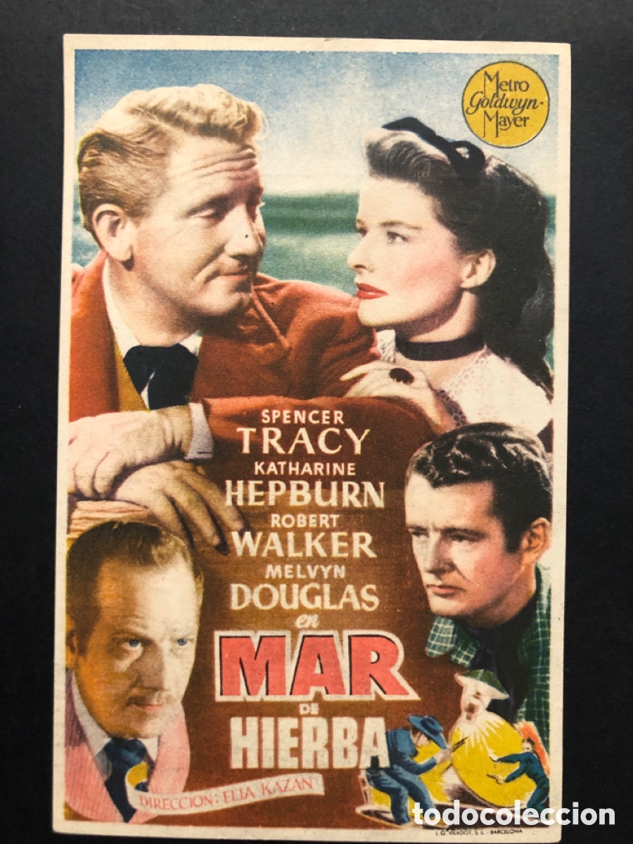 Folhetos de m&atilde;o de filmes antigos de cinema: Programa mar de hierba katharine hepburn Spencer tracy con publicidad cine espa&ntilde;ol valencia A10