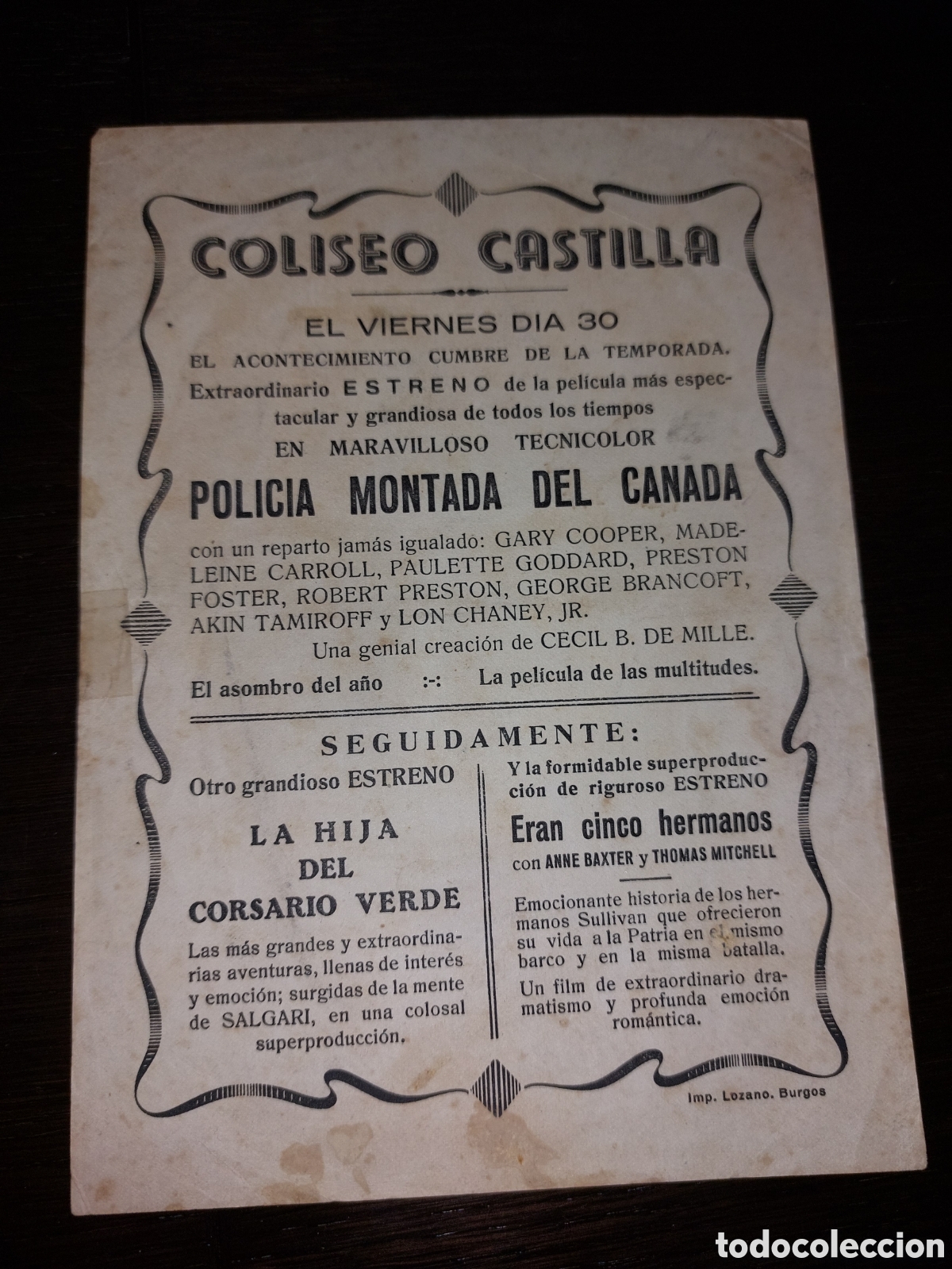 Cine: Programa grande Polic&iacute;a montada del Canada con Gary Cooper , Coliseo Castilla - Foto 2