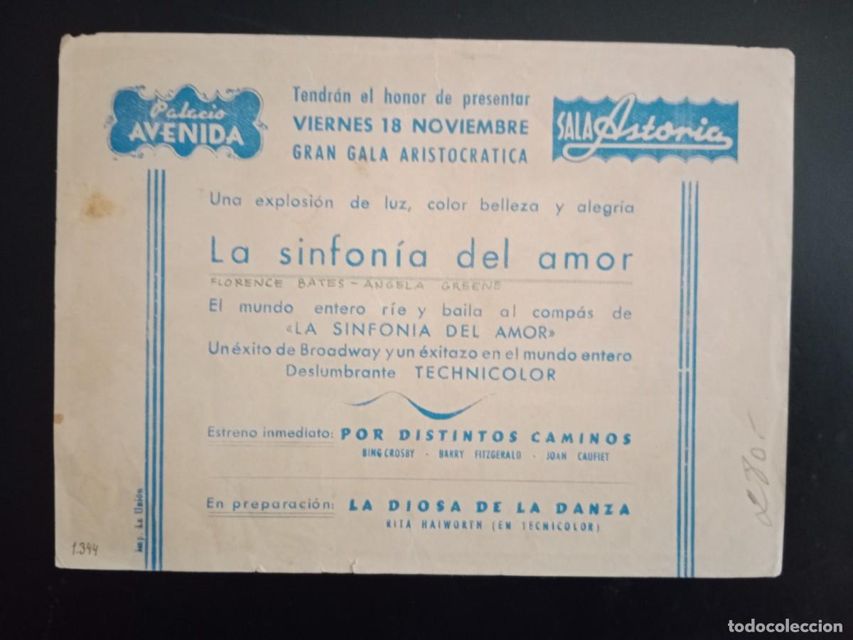 Cine: PROGRAMA DE MANO - CARTELERA CINE - LA SINFONIA DEL AMOR - PALACIO AVENIDA - SALA ASTORIA - Foto 2