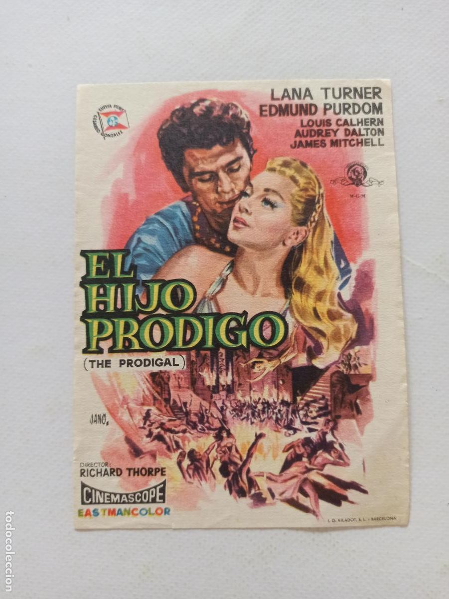  Flyers Publicitaires de films Anciens: FOLLETO DE MANO - EL HIJO PRODIGO - LANA TURNER - SIN PUBLICIDAD (148M)