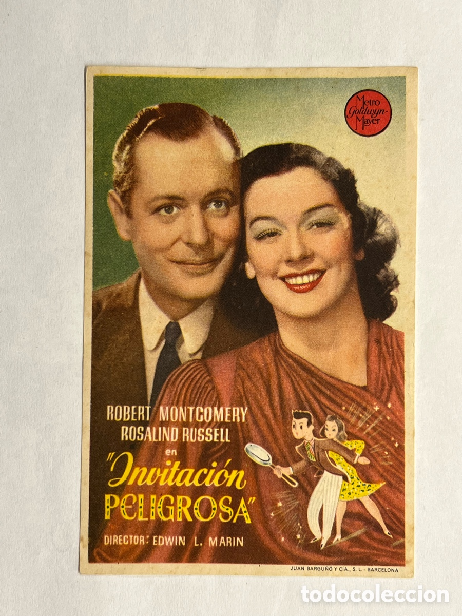 Kino: SAN SEBASTIAN. Teatro Victoria Eugenia Programa MGM invitaci&oacute;n peligrosa rosalind russell (a.1939)