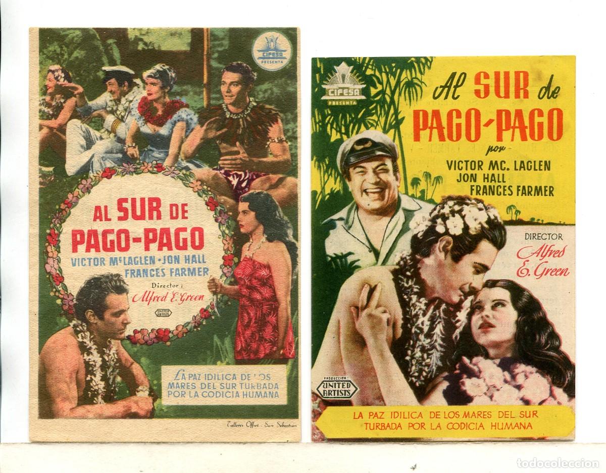  Flyers Publicitaires de films Anciens: AL SUR DE PAGO PAGO, CON VICTOR McLAGLEN.