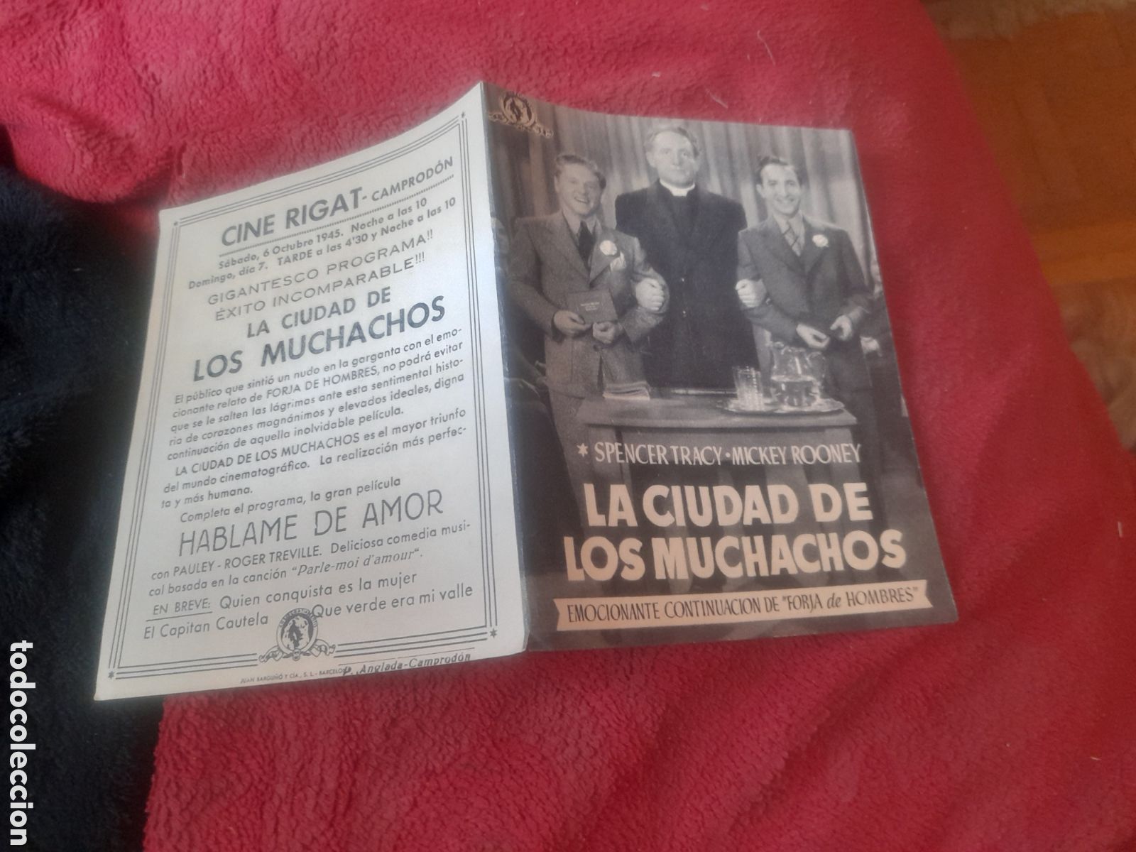 Cine: Folleto de cine de mano, La Ciudad de los Muchachos, Cine Rigat, Camprodon