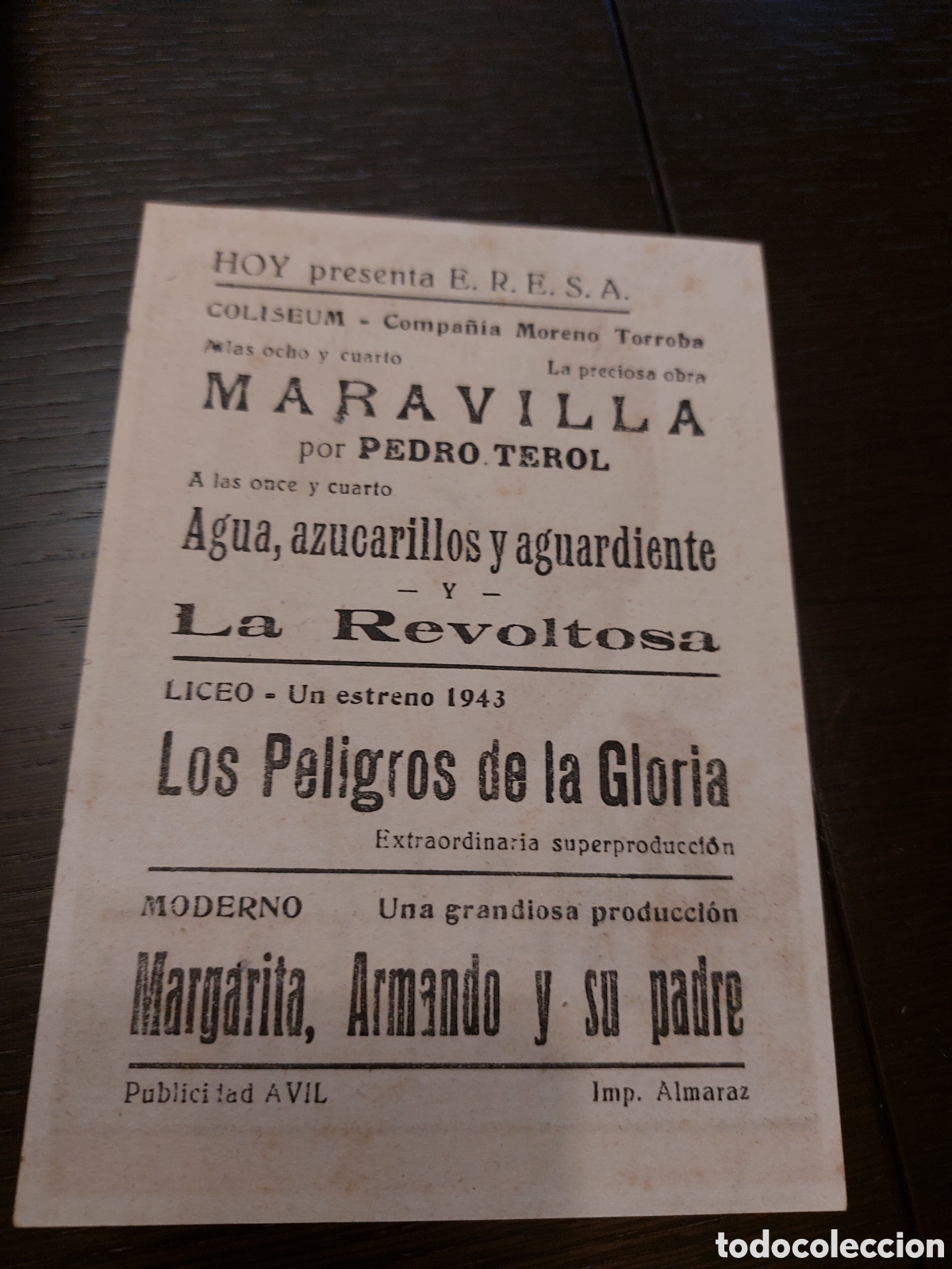 Cine: Programa grande Los peligros de la gloria, James Cagney . Publicidad E.R.E.S.A. - Foto 2