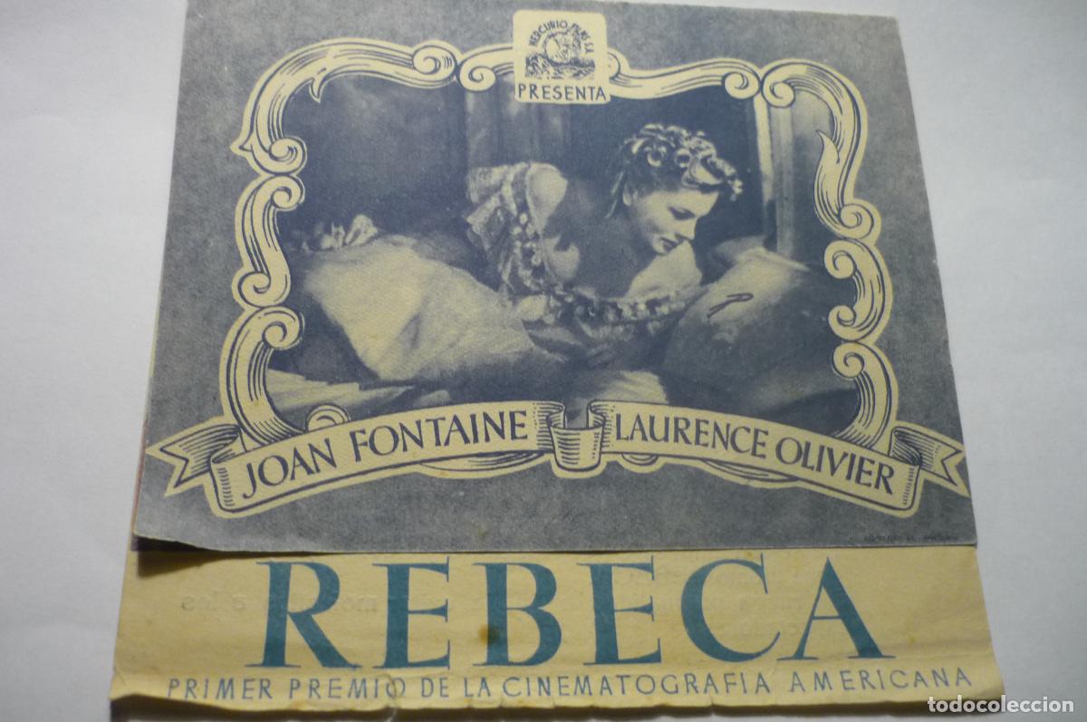 Folhetos de m&atilde;o de filmes antigos de cinema: programa doble rebeca.joan fontaine.-publicidad cine moderno girona???