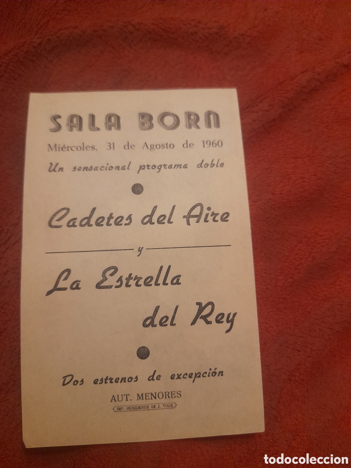Cine: Antiguo programa de cine de mano, Cadetes del aire, Sala Born - Foto 2