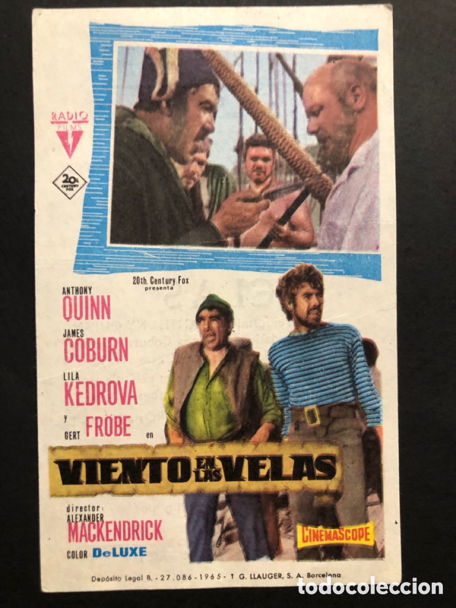 Kino: Programa viento en las velas anthony Quinn con publicidad cine Asuan jaen A10