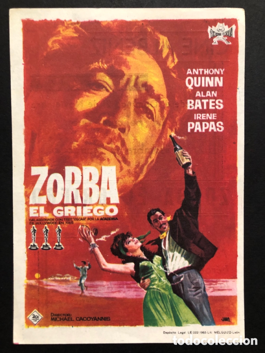 Kino: Programa zorba el griego anthony Quinn con publicidad cine albeniz malaga A10