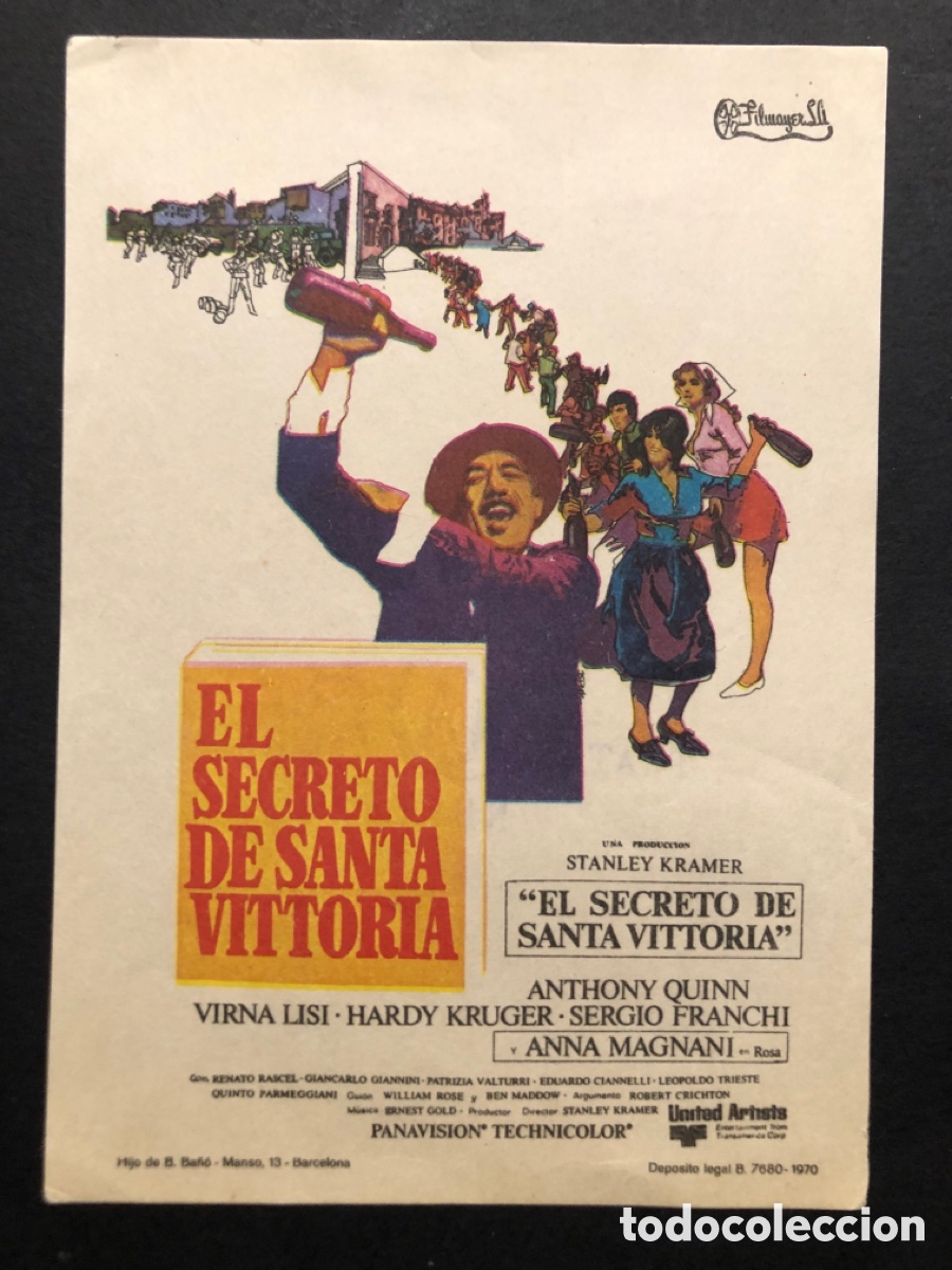Kino: Programa el secreto de santa vittoria anthony Quinn con publicidad teatro alc&aacute;zar Nules A10