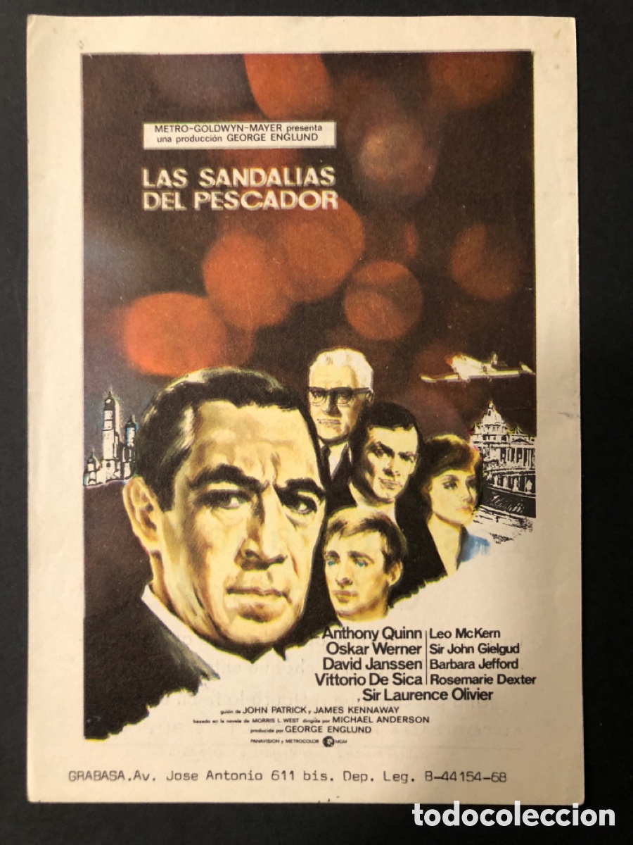 Kino: Programa las sandalias del pescador anthony Quinn con publicidad cine Asuan Jaen A10