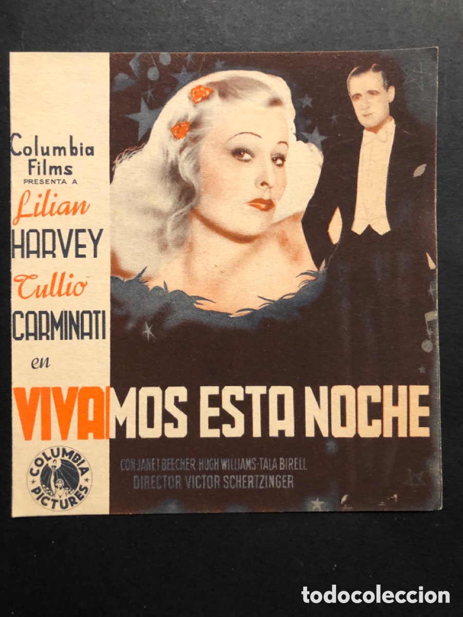  Flyers Publicitaires de films Anciens: Programa vivamos esta noche lilian harvey con publicidad cine popular vilassar A10