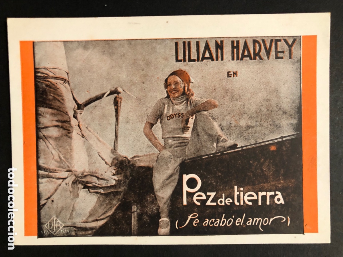  Flyers Publicitaires de films Anciens: Programa tarjeta pez de tierra lilian harvey con publicidad cine popular centre vilassanes A10