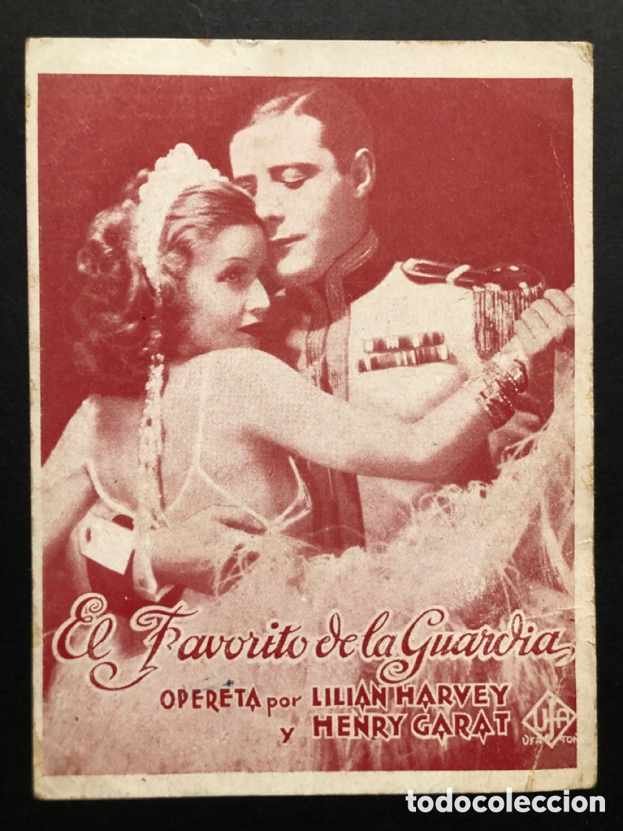  Flyers Publicitaires de films Anciens: Programa tarjeta UFA el favorito de la guardia lilian harvey con publicidad cine Echegaray A10