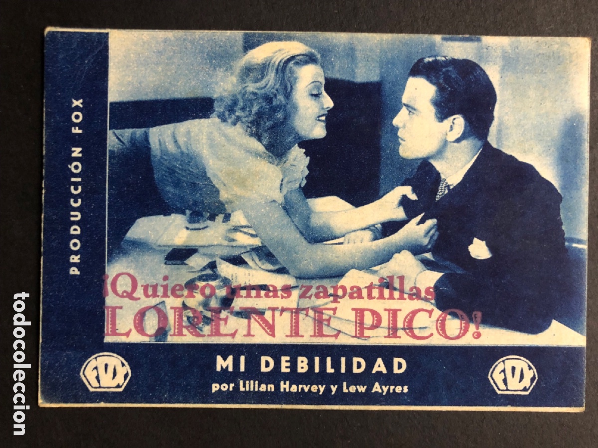  Flyers Publicitaires de films Anciens: Programa mi debilidad lilian harvey con publicidad zapatillas manuel Lorente pico valencia A10