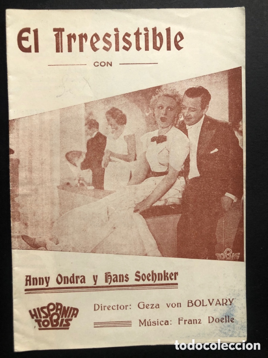  Flyers Publicitaires de films Anciens: Programa el irresistible Anny Ondra Hans Soehnker con publicidad cine Echegaray malaga A10
