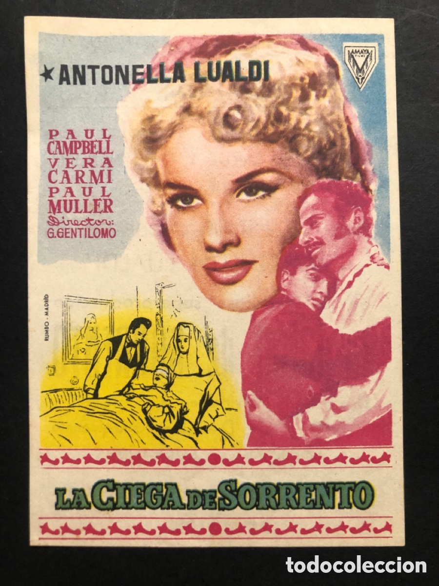  Flyers Publicitaires de films Anciens: Programa la ciega de sorrento antonella lualdi con publicidad cinema Benidoleig pedreguer A10