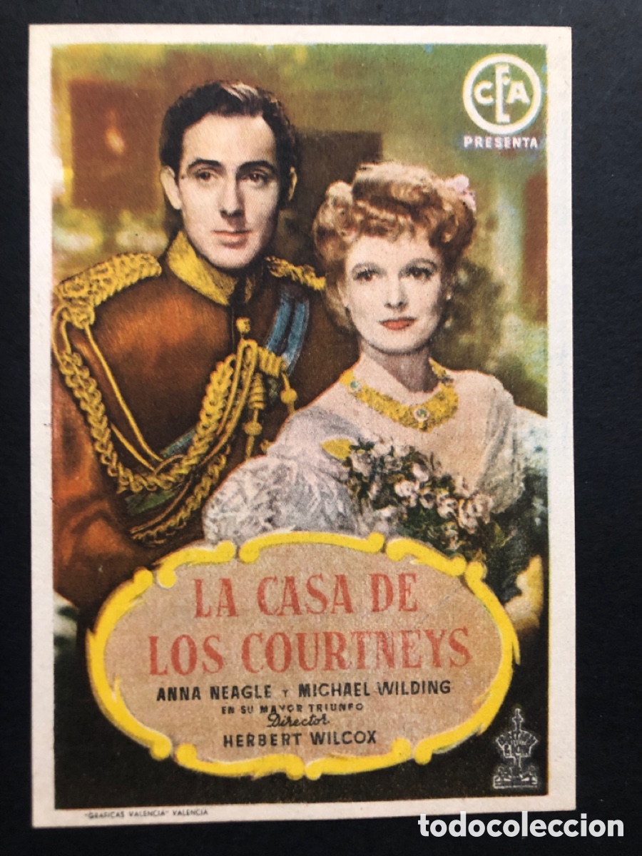  Flyers Publicitaires de films Anciens: Programa la casa de los courtneys Anna Neagle con publicidad teatro Regio Almansa A10