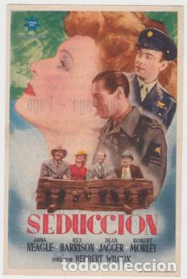 Folhetos de m&atilde;o de filmes antigos de cinema: SEDUCCI&Oacute;N (Con publicidad)